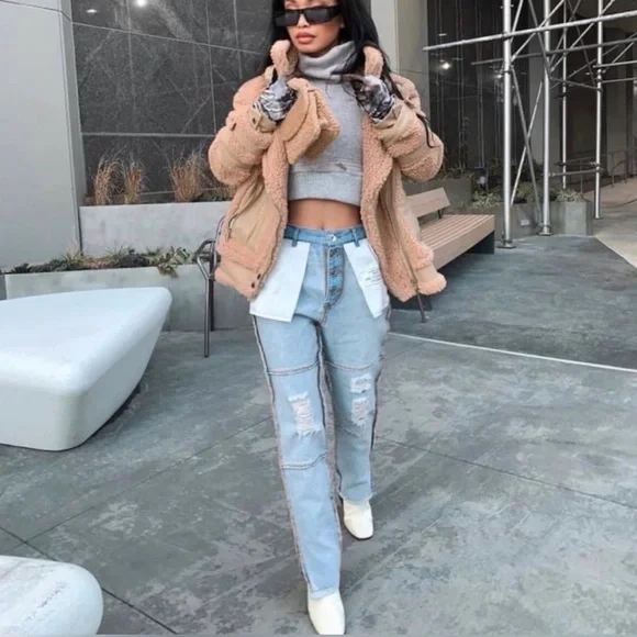 Maniere De Voir Eccentric Inside Out Distressed Grunge Jeans Sz UK 8 / US 4 - Picture 2 of 8